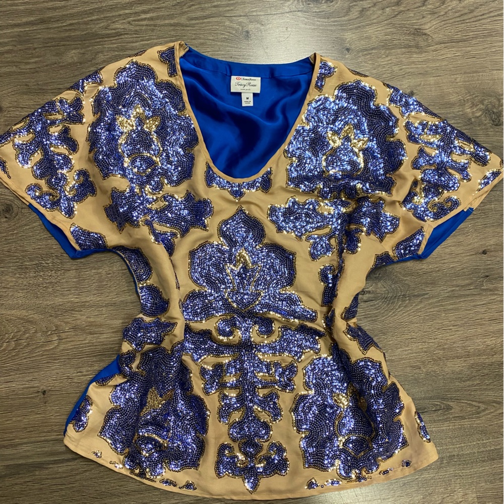 Blue sequin top by Neiman Marcus for target